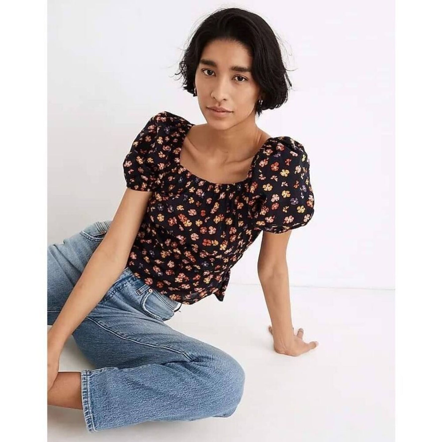 SIZE MEDIUM | Madewell Smocked Waist Crop Top