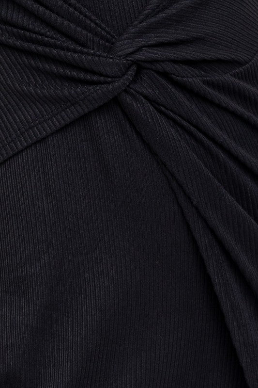 Twist Wrap Rib Midi Dress
