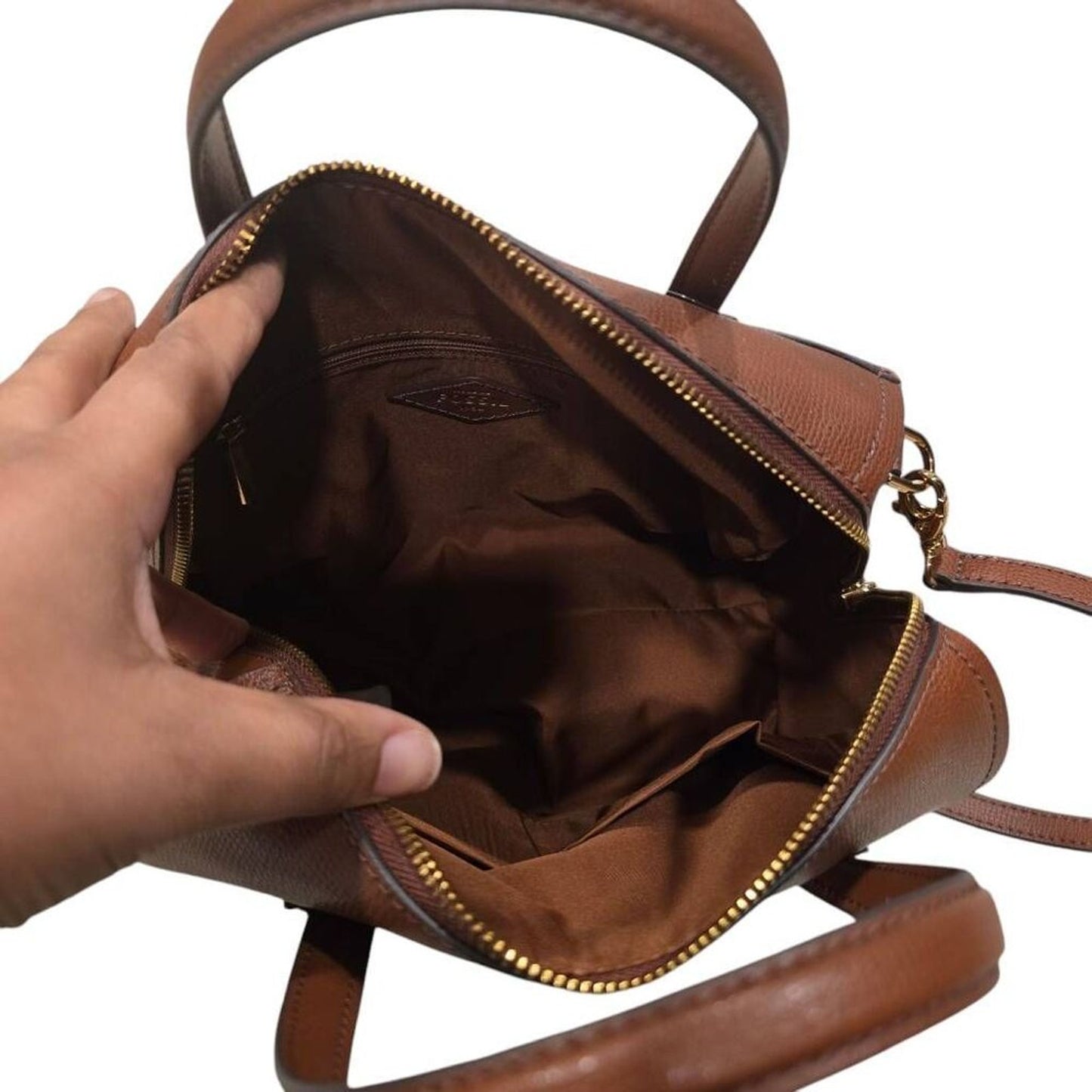Fossil Wren Satchel Women's Medium Brown Leather