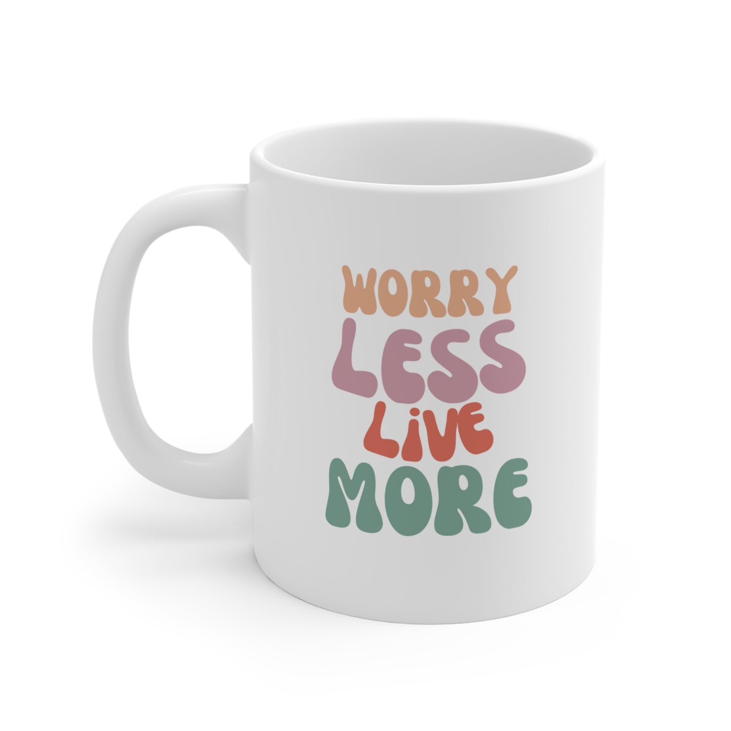 Worry less live more' Inspirational Quote Coffee Cup Mug 11oz