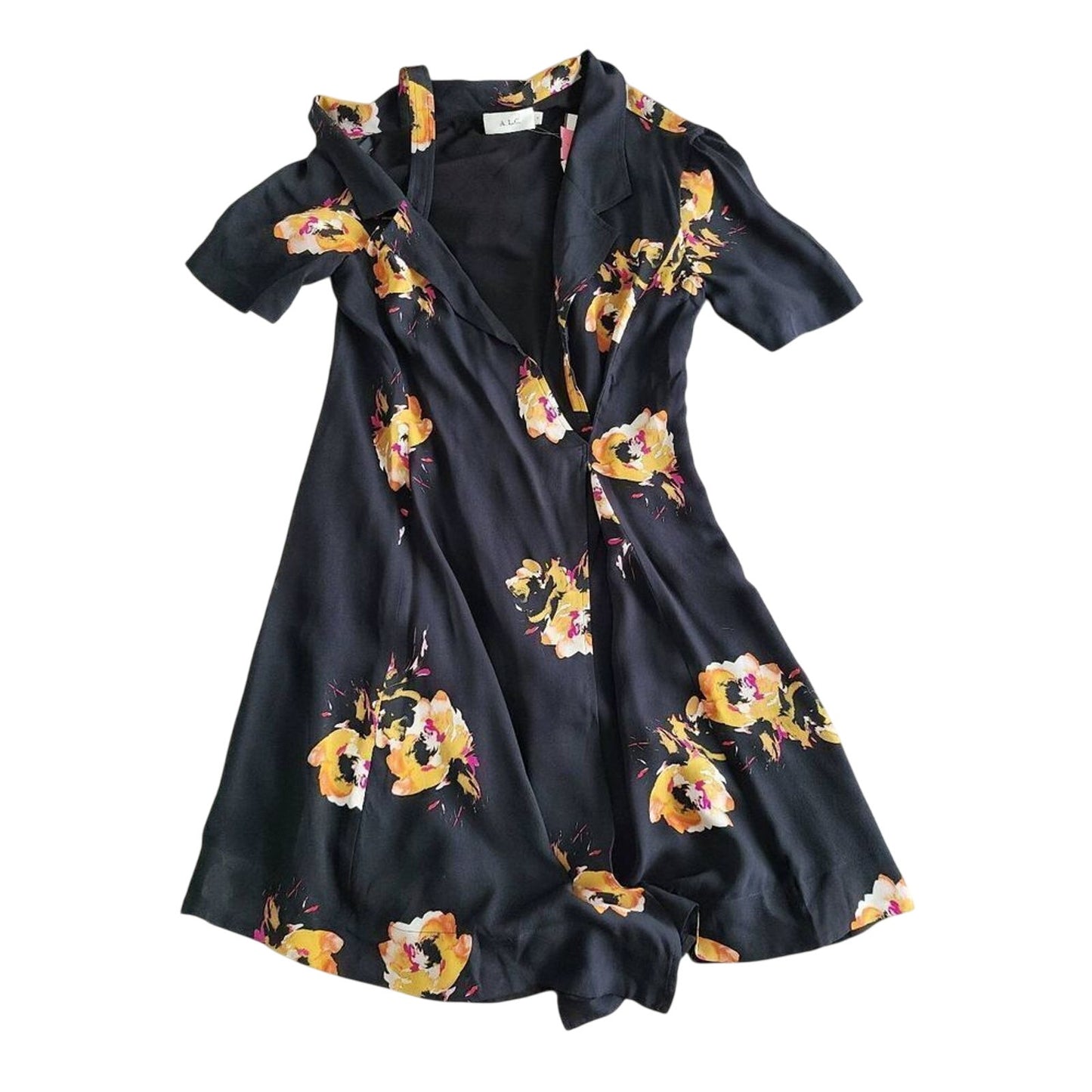 SIZE 4 | A.L.C Womens Lucia Floral Print Silk Cold Shoulder Dress
