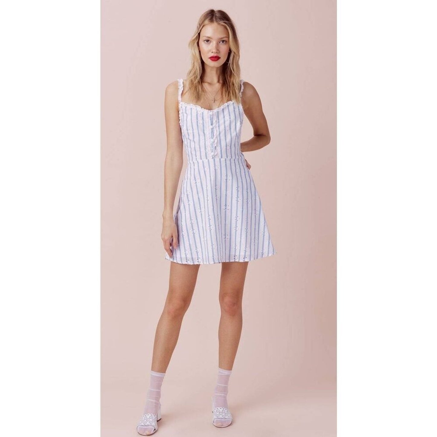 NWT For Love And Lemons Picnic Eyelet Mini Dress Size Large