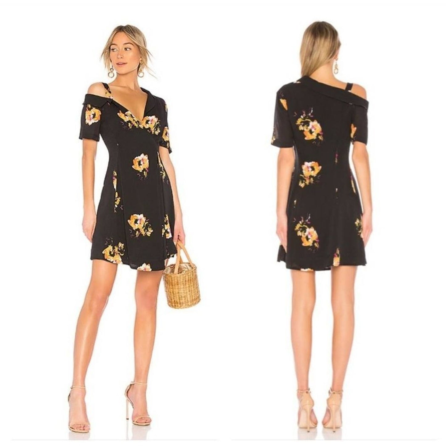 SIZE 4 | A.L.C Womens Lucia Floral Print Silk Cold Shoulder Dress