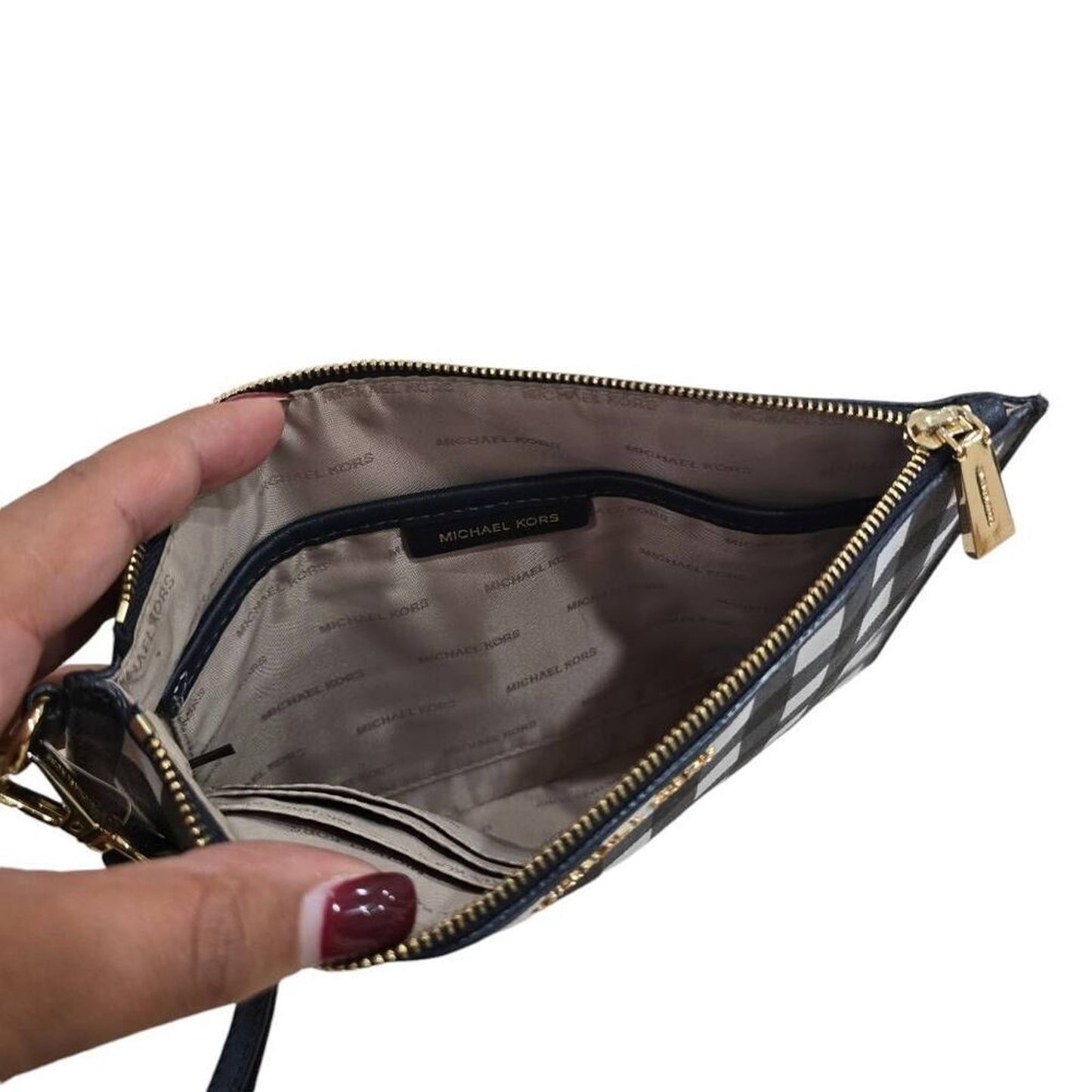 Michael Kors Gingham Large Wristlet