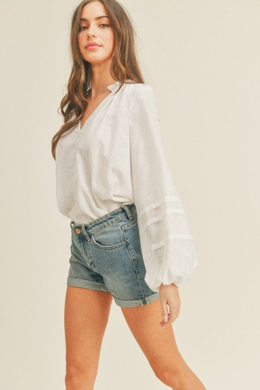 Amaya white puff sleeve top