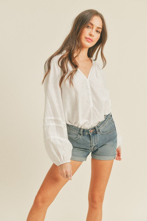 Amaya white puff sleeve top