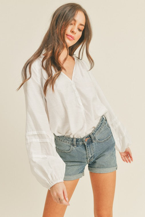 Amaya white puff sleeve top