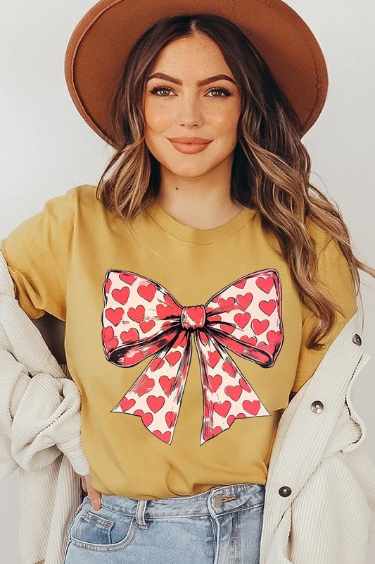 Heart Coquette Bow Valentine's Graphic Tee