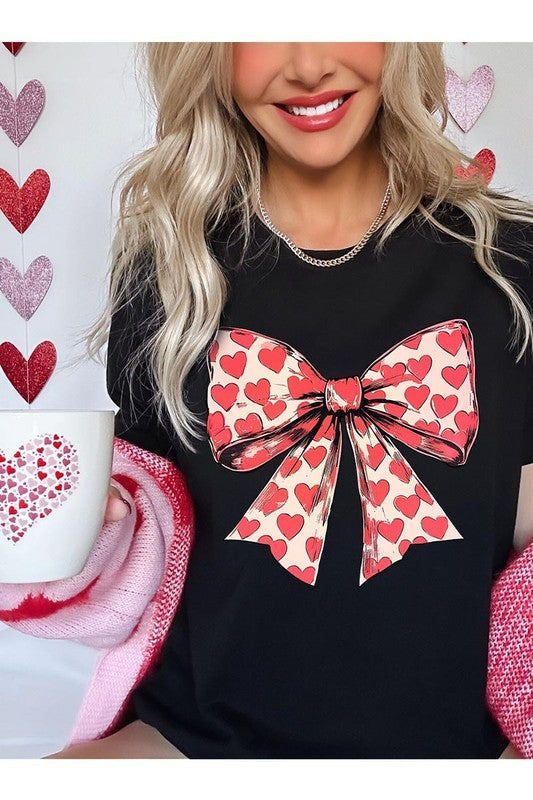 Heart Coquette Bow Valentine's Graphic Tee