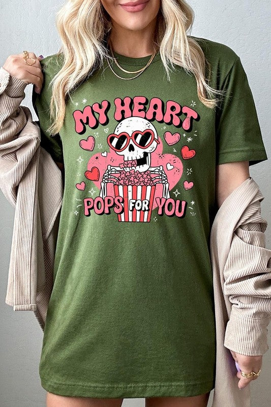 My Heart Pops For You Skeleton Graphic Tee