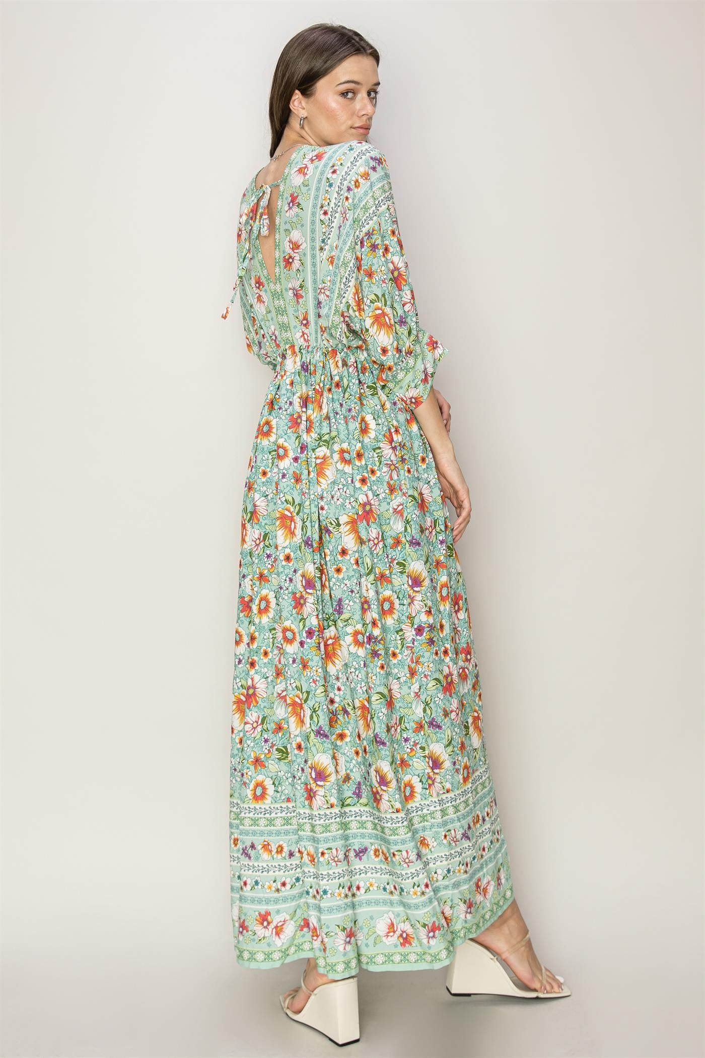 Jade Floral Button Front Maxi Dress