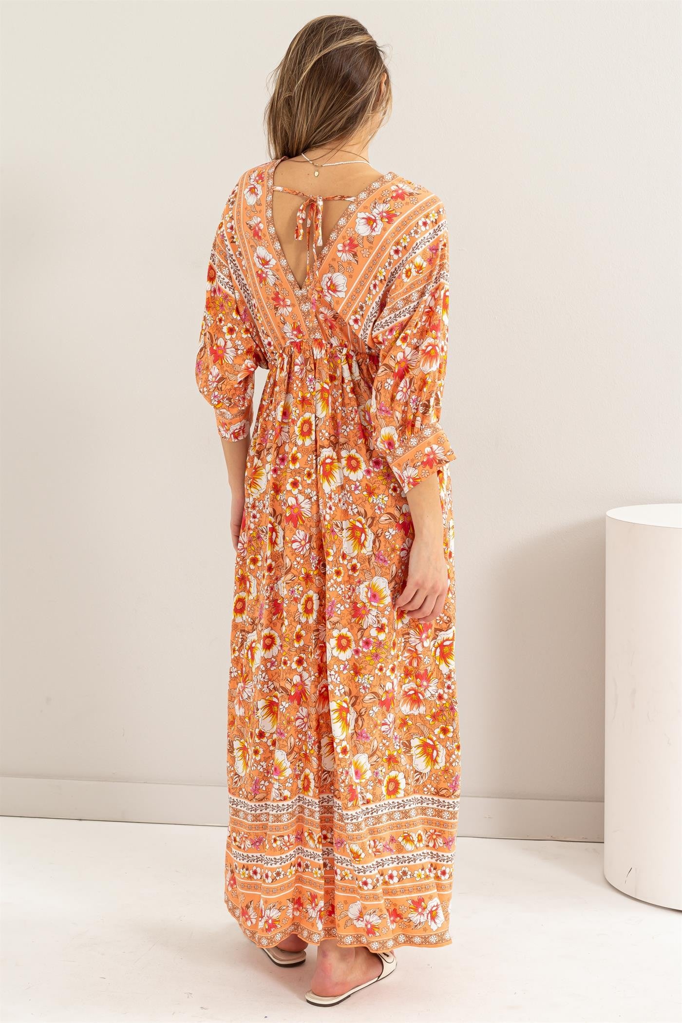 Apricot Button Front maxi Dress